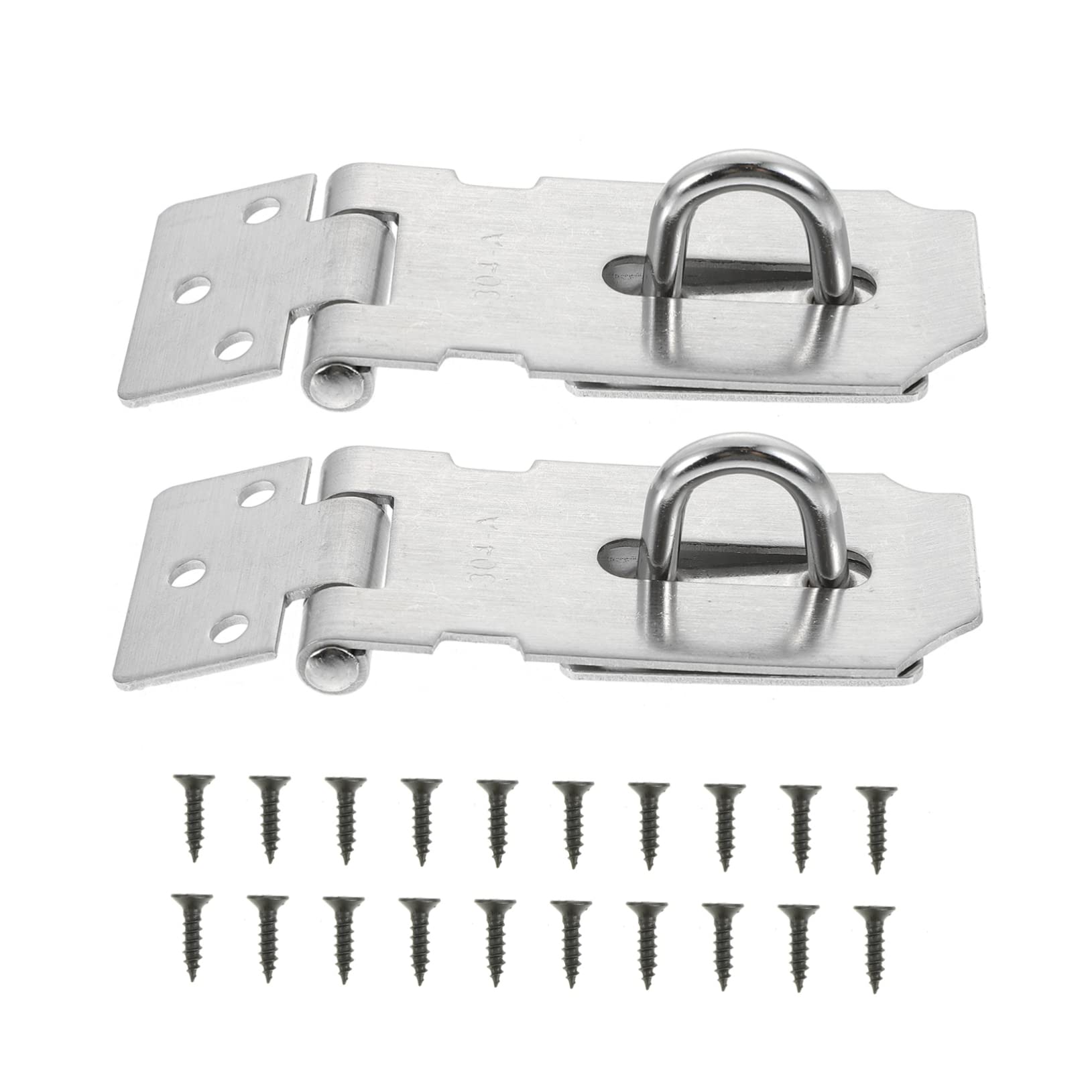 IWOWHERO 2 Sets Stainless Steel Buckle Shift Knob Door Lock Latch Heavy Duty Hasp Clasp Lock Hasp Latch Padlock Hasp Lock Shed Clasp Door Clasp Hasp Window Lock Silver 304 Stainless Steel
