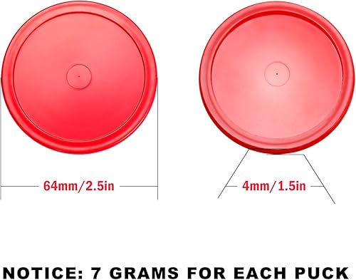 Miniatura 4 de Gejoy 8 discos de hockey de aire de 2.5 pulgadas de repuesto, discos redondos multicolor para hockey aéreo, accesorios de equipo, 0.18 onzas (rojo,