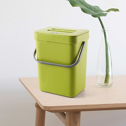 Miniatura 8 de Domiella Paquete de 2 cubos de basura pequeños colgantes de 1.3 + 0.8 galones con tapa, contenedor de compost de cocina para encimera o debajo del