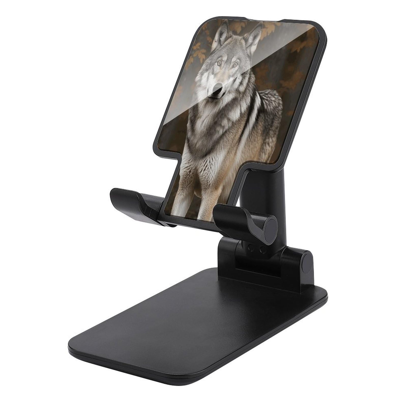 Support téléphone pliable réglable Loup Gris pour bureau compatible iPhone Android
