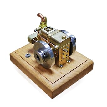 Water-Cooled Engine Model, 1.6cc Mini Four-Stroke Engine with Wooden Base, Gift and Decoration for Technology Enthusiasts