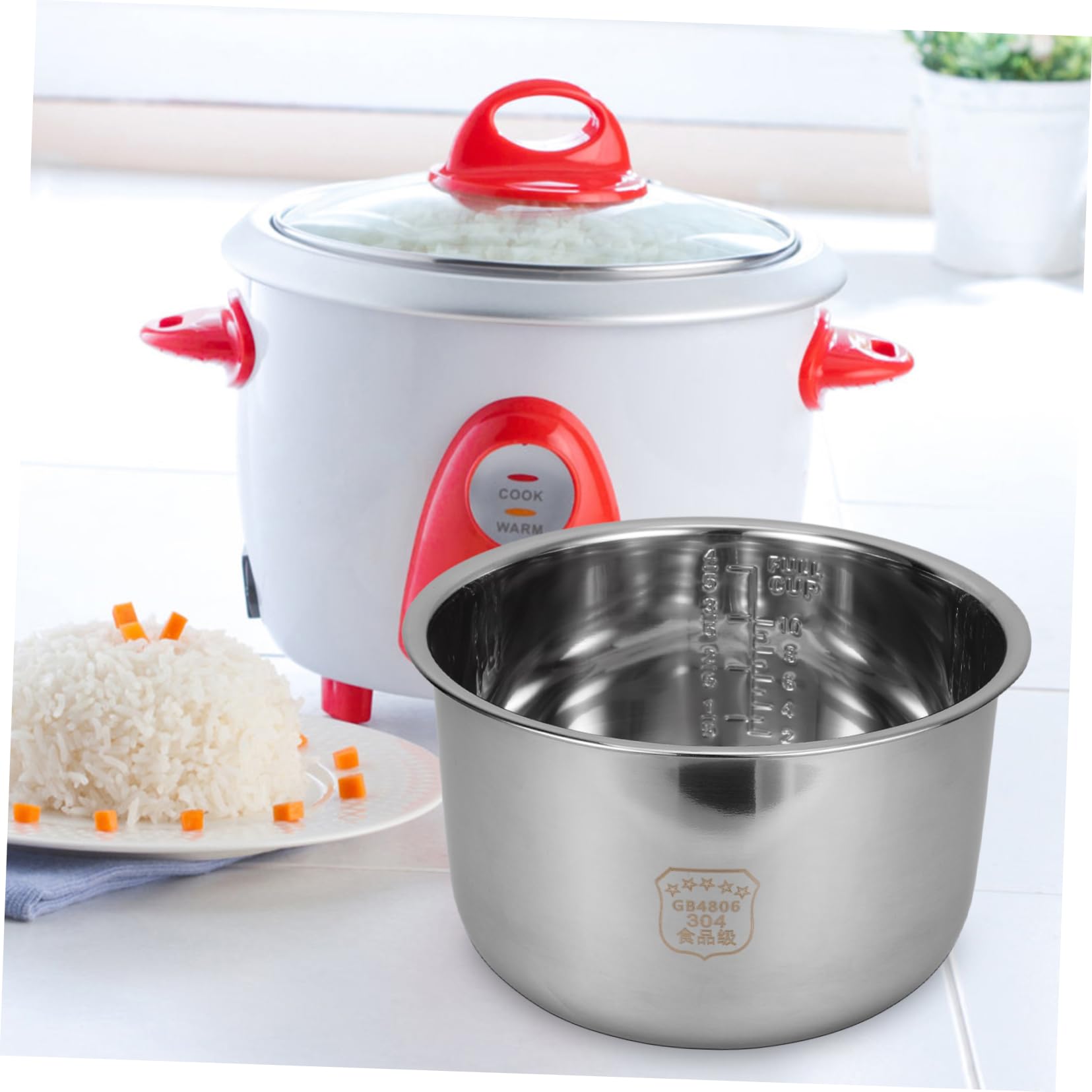 Gatuida Casserole Intérieure en Acier Inoxydable 5l pour Cuckoo Rice Cooker, Pot Intérieur du Cuiseur à Riz Argenté Design à Échelle, Fourniture de Remplacement Polyvalente