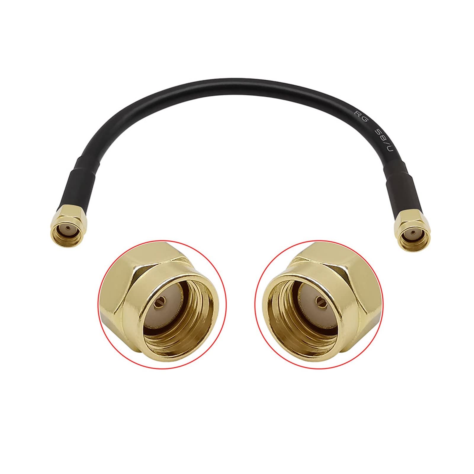 Demasiado Baja pérdida Rg58 Cable Rp SMA Jack Masculino a Rp SMA Gato Masculino RF Coaxial RG-58 0-3 Conector de Alambre de extensión de la Antena del Puente de la Pigtail GHz (Color : 1 M)