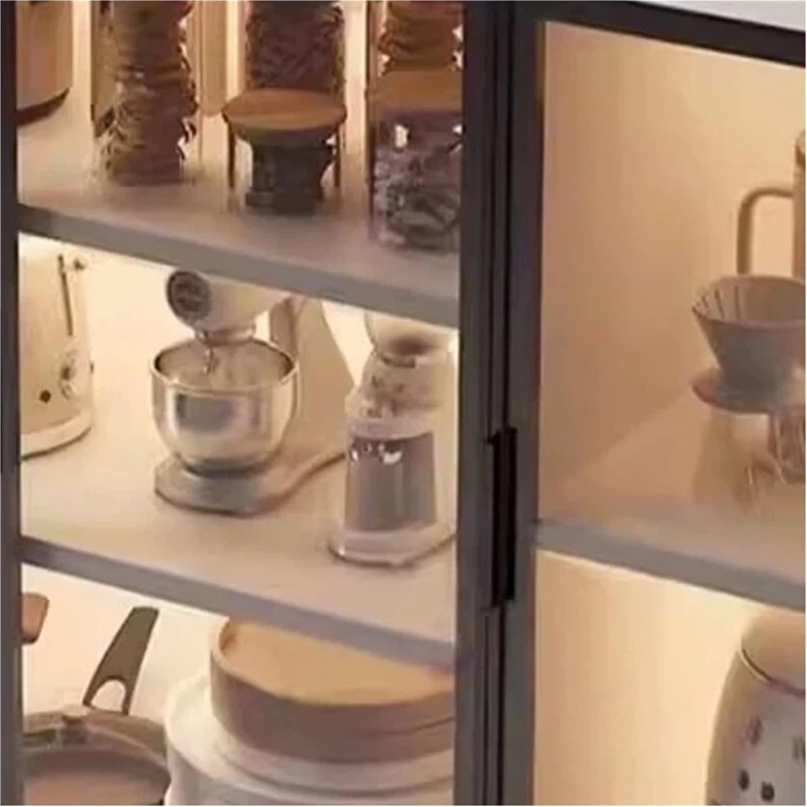 Szafka z wyspą kuchenną Wózek na wyspę kuchenną kółkach z szafką do przechowywania i kółkami ze szklanymi drzwiami kamiennym blatem