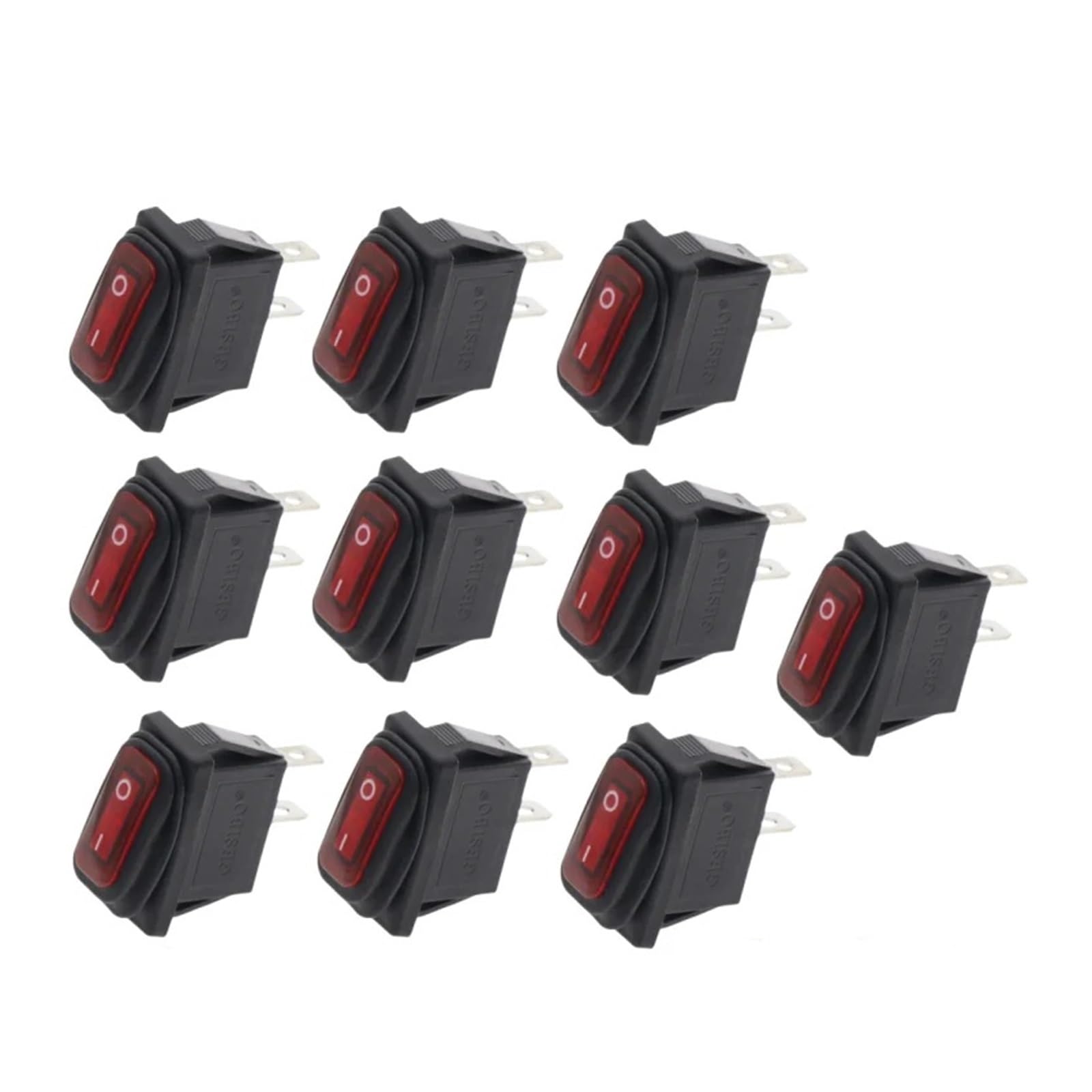 AUOQKQUT 10pcs 2D2P-red_NO LIGHT KCD3 34x17.5mm Rocker Switch ON-OFF 2Pin 2Position,15A 250VAC/20A 125VAC