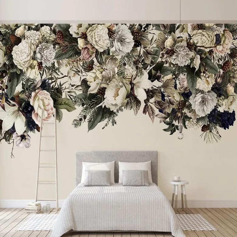 Papier peint fleurs rétro 3D : masquez les murs vides du salon avec style