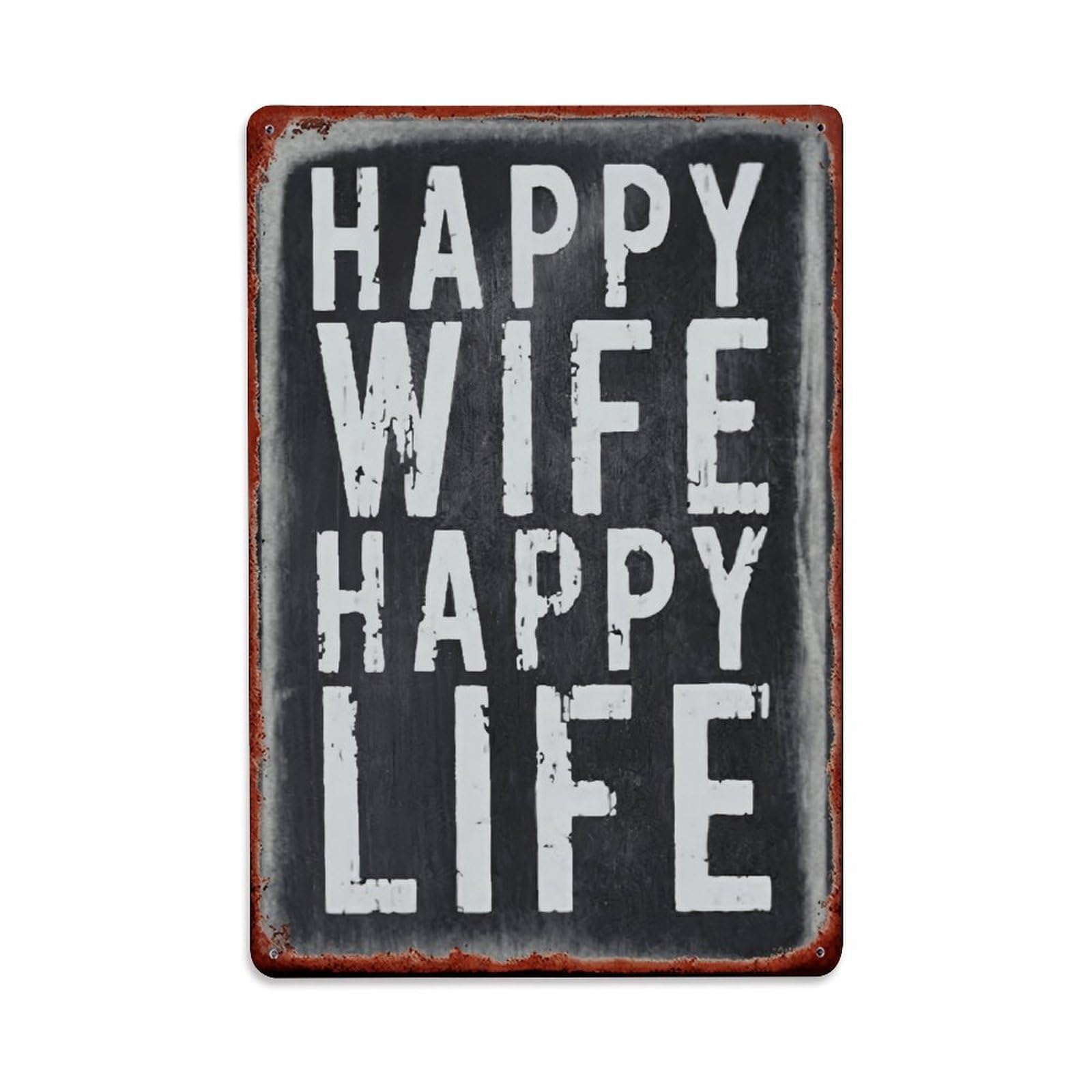 Funny Happy Wife Happy Life Vintage Metal Sign Vintage Aluminium Metal Sign, Retro Wall Decor for Home, Bar, Garage & Farmhouse 30x20cm