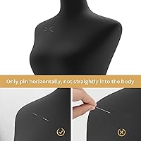 Vista 5 de Bonnlo Maniquí de costura, apto para clavar alfileres, para vestido de mujer, con base de trípode de madera.