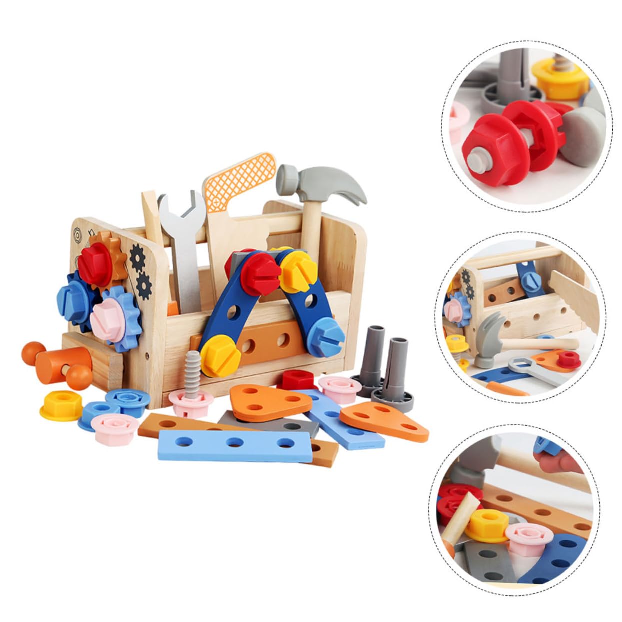 Herramientas Infantiles de Madera para Bricolaje Educativo Juego de Construcción para Kit Seguro de Herramientas de Madera para Desarrollar Coordinación y Pensamiento Lógico