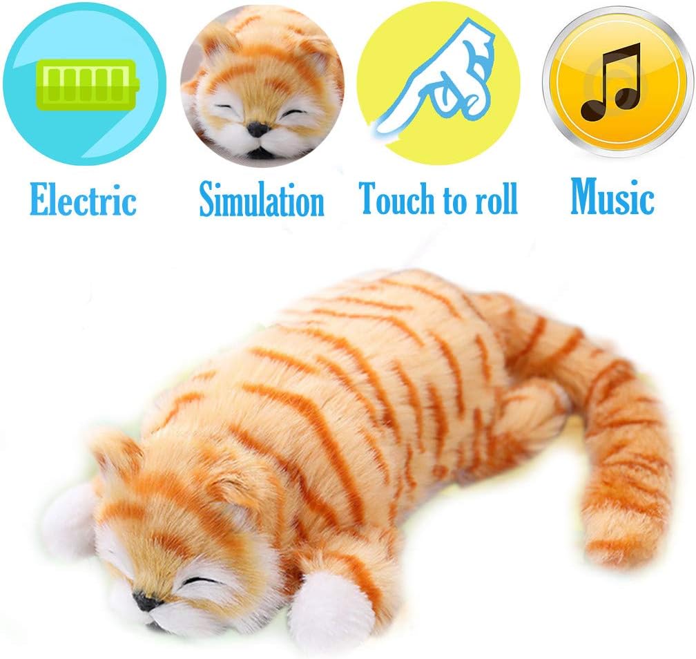 Soft Plush Toy,30cm Funny Simulation Electric Cat Roll Plush Animals Cats Toys Children Cute Electric Ragdoll Cat Dolls Kid Motor Activity Toys (Yellow, One Size)