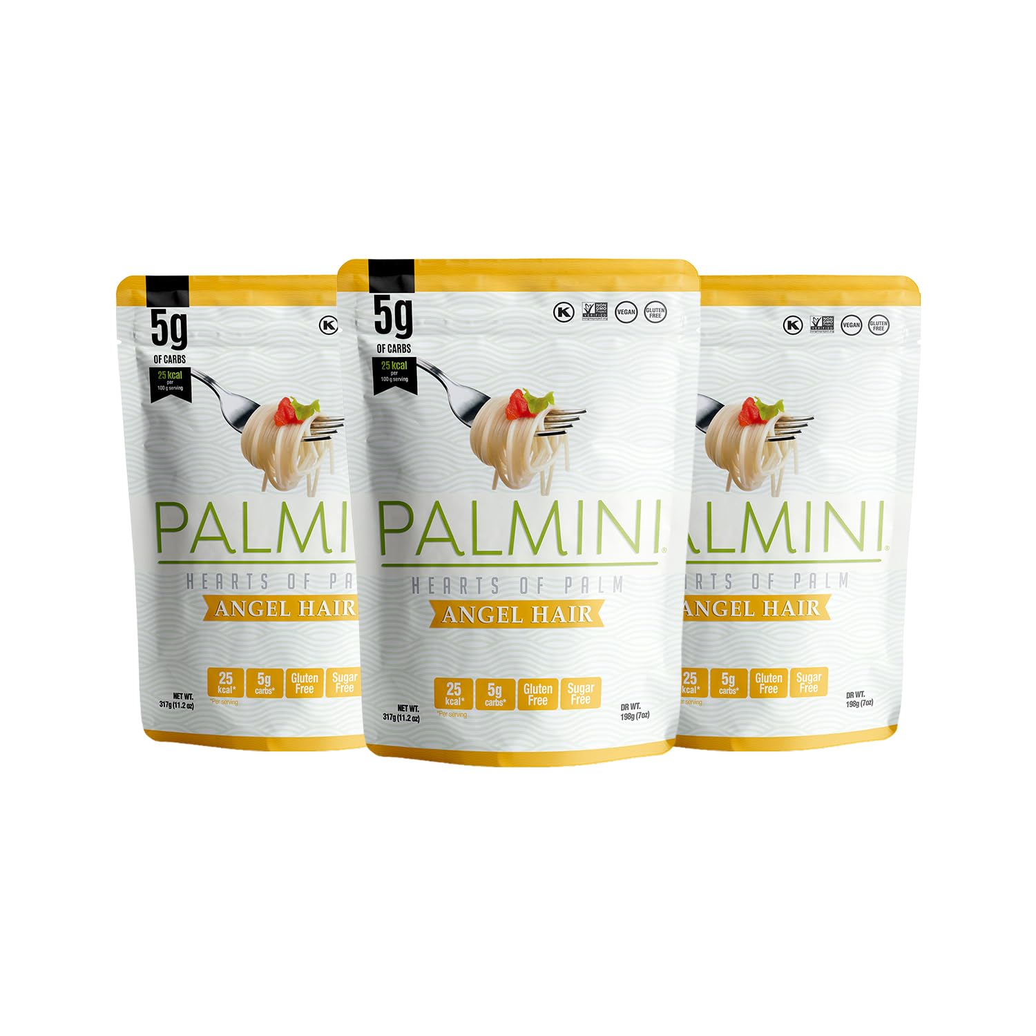 PALMINI Angel Hair – Spahetti – Palmito – Bajo en calorías – Bajo en carbohidratos – Keto - Vegano – Libre de OGM – Libre de Gluten – Sin azúcar – 338g | (Pack de 3 unidades) - 1