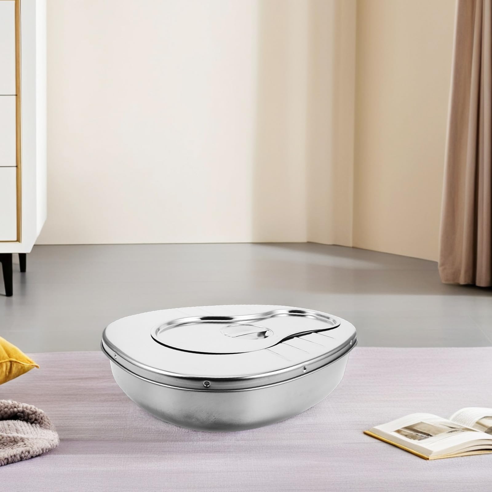 POPETPOP Orinal de Acero Inoxidable para Ancianos con Tapa, Gran Capacidad, Cómodo para Mujeres Mayores, Adecuado para Uso en Casa y Residencias de Ancianos