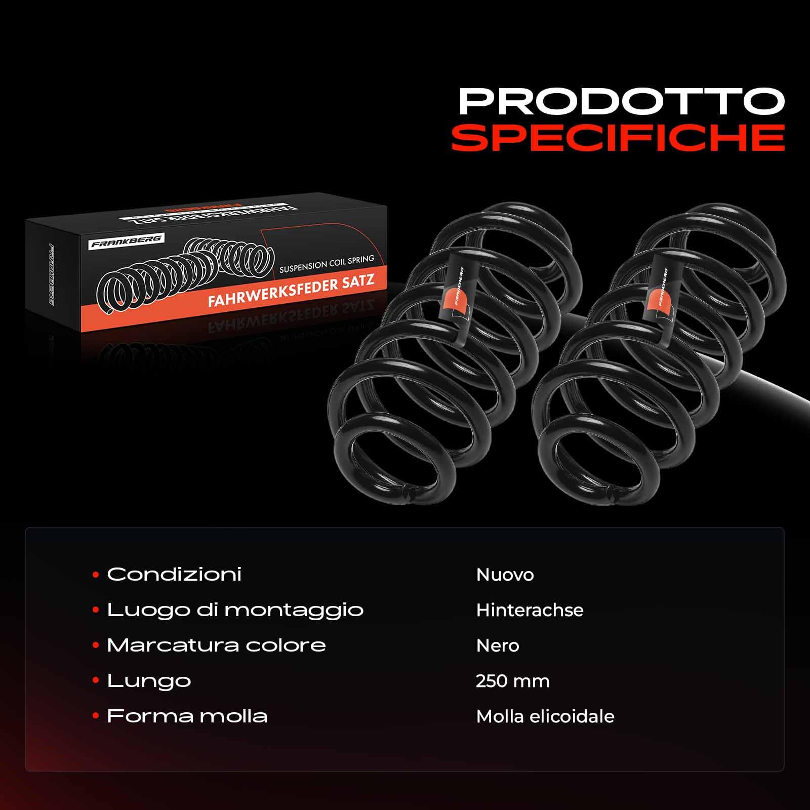 Frankberg 2x Molla di sospensione cuscinetto molla molla elicoidale | asse posteriore, Sinistra, Giusto; Compatibile con: Mokka/Mokka X J13, Trax