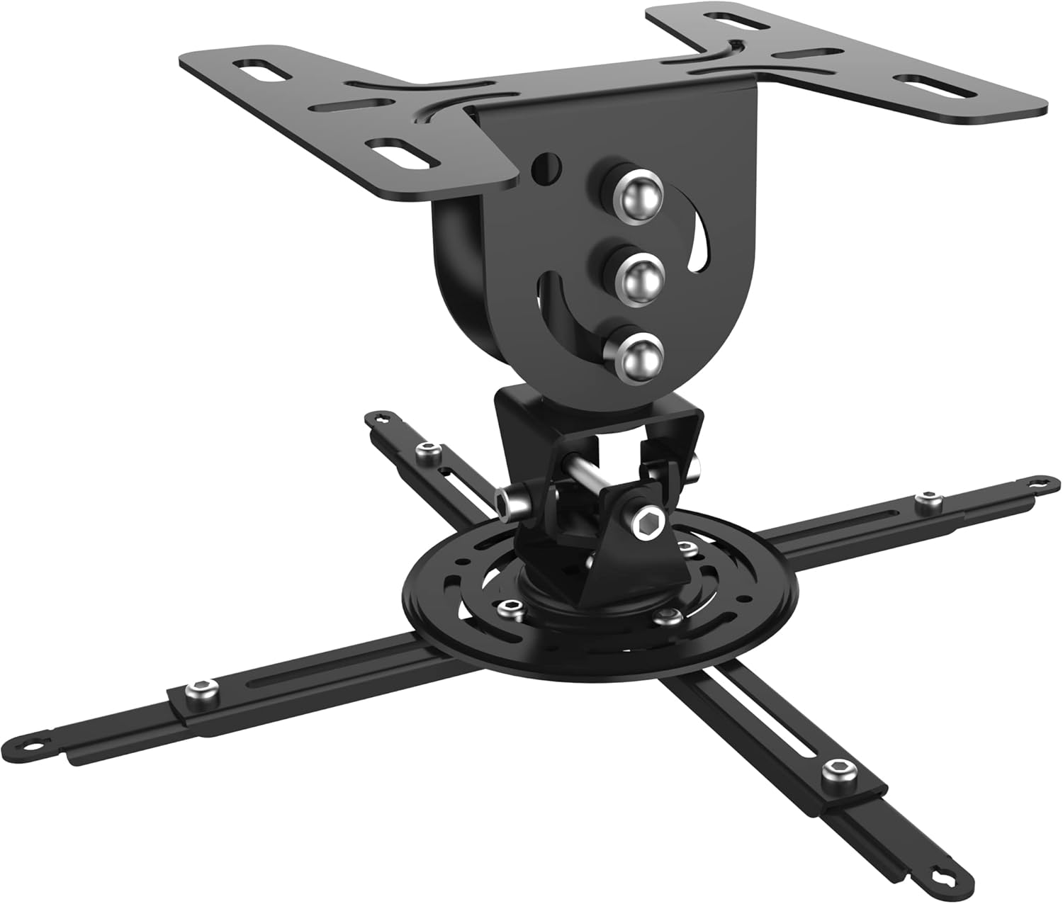 Promounts Universal Ceiling Drop Down Projector Mount Bracket for Flat or Sloped Ceiling, Compatible with LCD/DLP Projector, Tilts ±20°/Swivel 360° and Suspends up to 7.5"