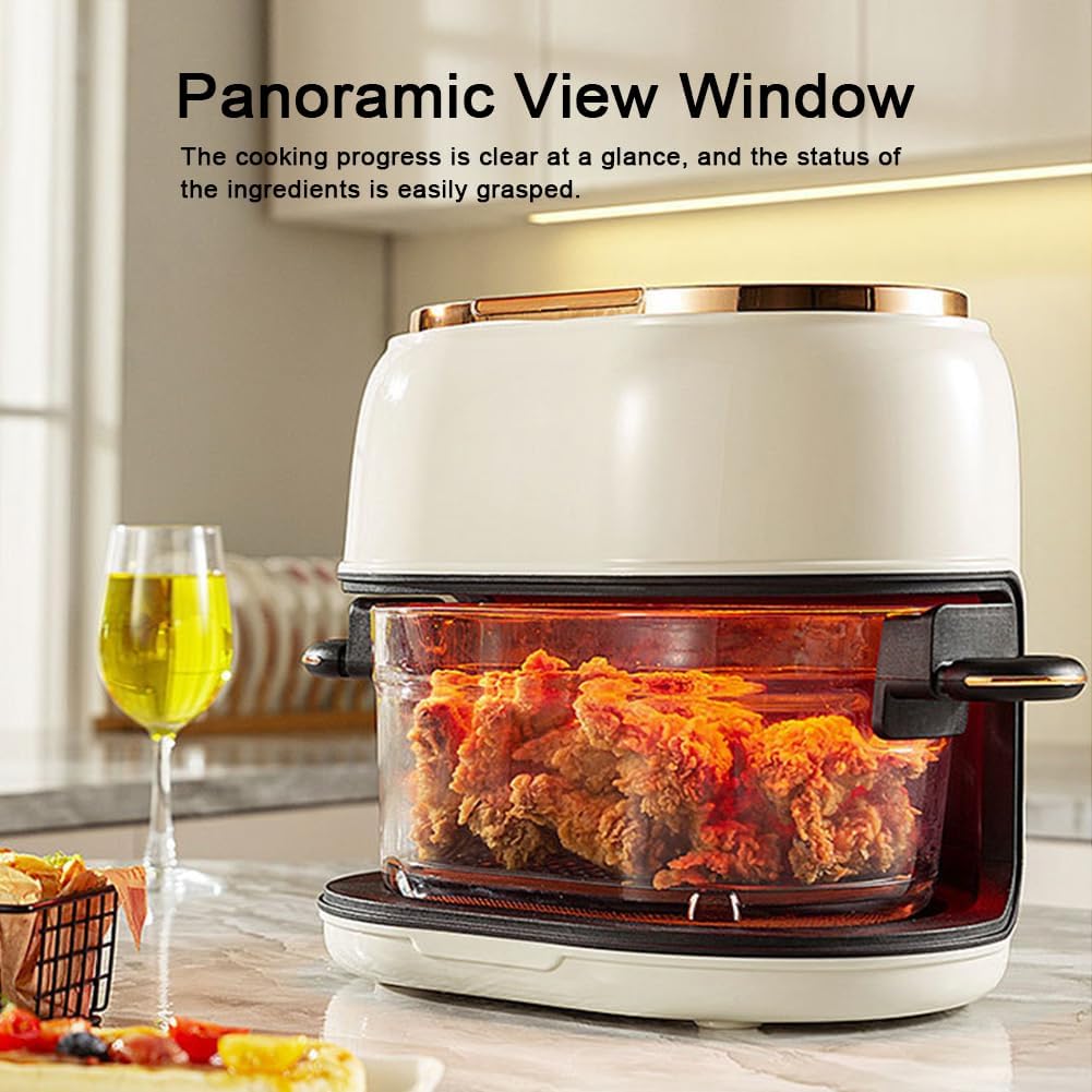 1350W 4L bez oleju Fryer z panoramicznym oknem-regulowany 60-190 ° C i 120 min timer, funkcja auto-resume, domowy piekarnik kuchenny do zdrowego gotowania