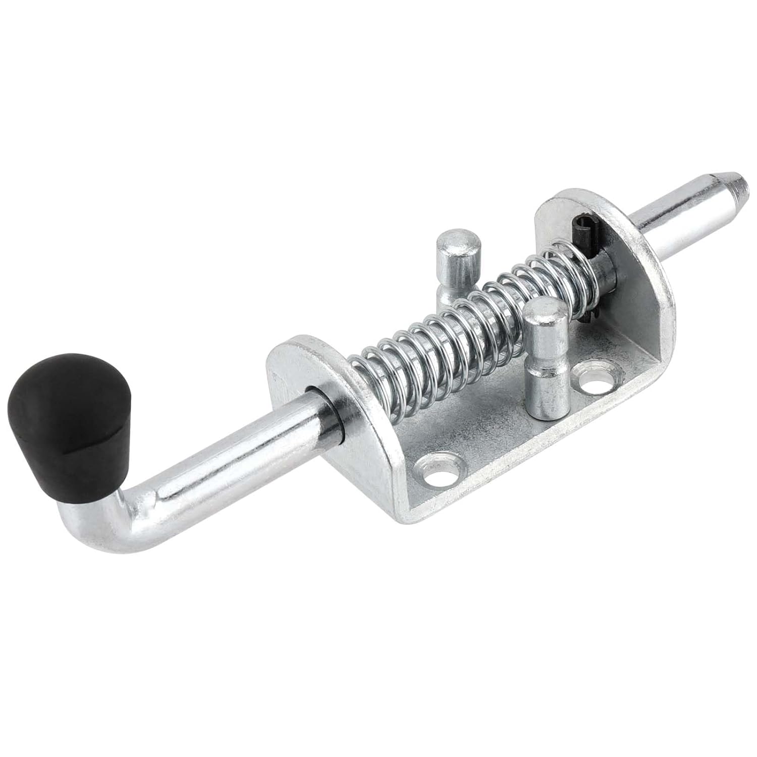 SEUNMUK 4 Pack 6.5 Inch Sliver Spring Loaded Latch Pin, Sliding Barrel Bolt Door Lock with 12mm Thick Bar, 5mm Thickened Heavy Duty Interior and Outdoor Latch for Cabinets, Chests