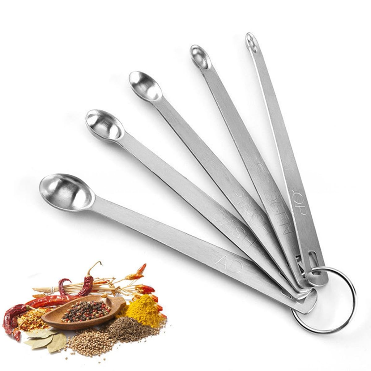 5 Pcs Mini Measuring Spoons Set, Stainless Steel Small Measuring Spoons Tad 1/4 TSP, Dash 1/8 TSP, Pinch 1/16 TSP, Smidgen 1/32 TSP, Drop 1/64 TSP for Home Kitchen Baking Cooking Gifts