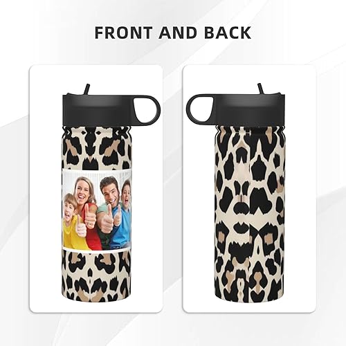 Miniatura 2 de Botellas de agua personalizadas con foto de 18 onzas, taza térmica de acero inoxidable con pajilla, regalo personalizado a granel para adultos,