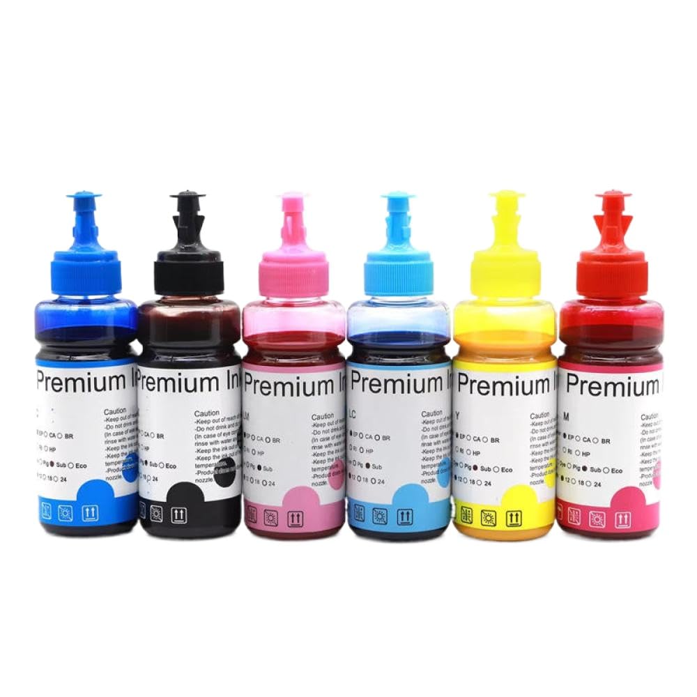Tinta de sublimación de Transferencia de Calor de 100 ml de Color Funciona con Modelos de Impresora L110 L200 L201 L210 L220 L300 L310 L350 L355 L382 L386