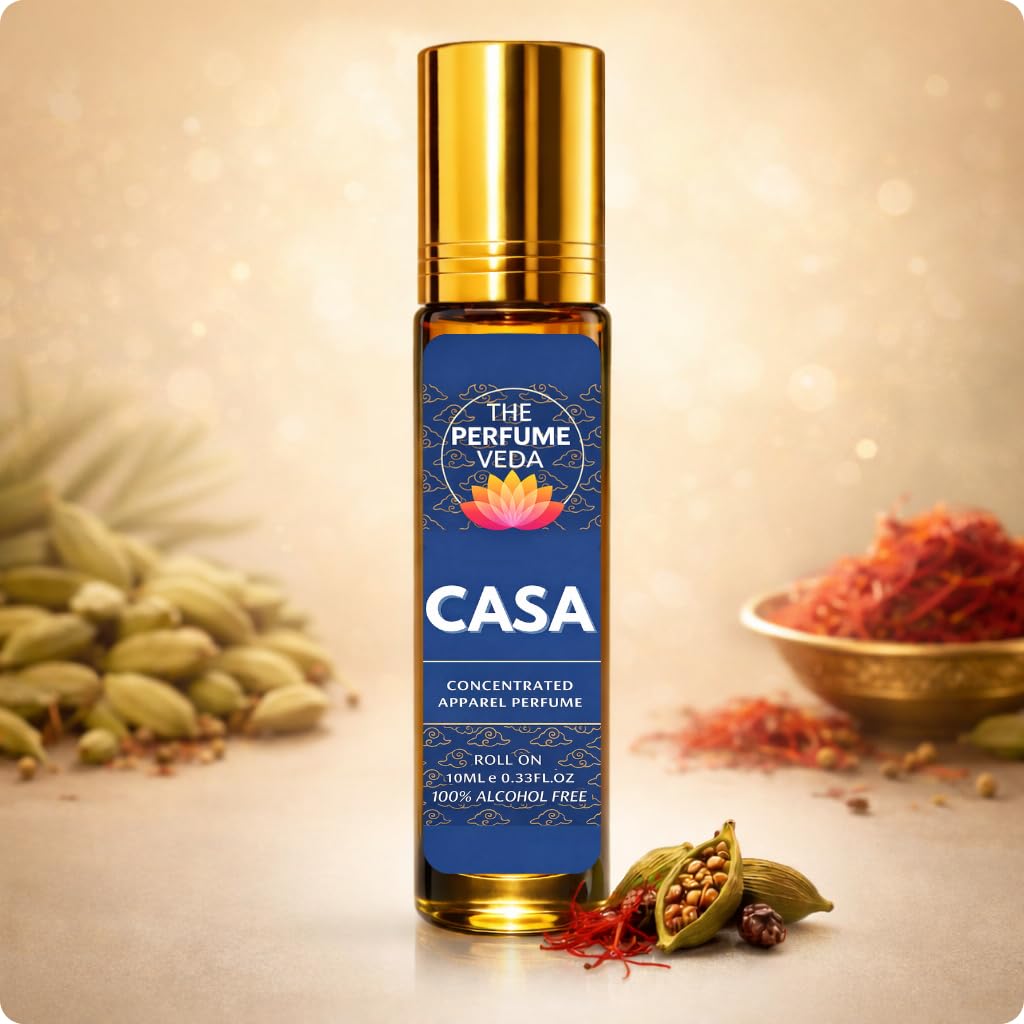 The Perfume Veda Luxury CASA Attar with Golden Saffron and Spiced Cardamom for Men and Women, Non-Alcoholic, Roll-on, Long Lasting Fragrance | 10ML Pack.-image-2