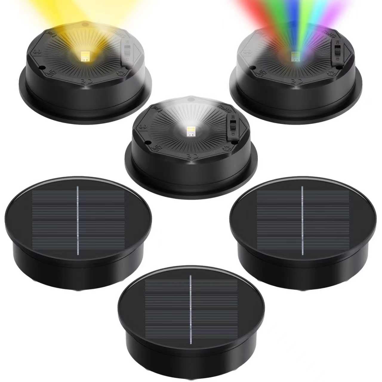 lnsyhouse Solar Light Replacement Top, 3 Mode & 8 Colors Changing Replacement Parts for Solar Lantern (Top 3.15 Inch, Bottom 2.83 Inch), Waterproof LED Replacement Tops 6 Pack