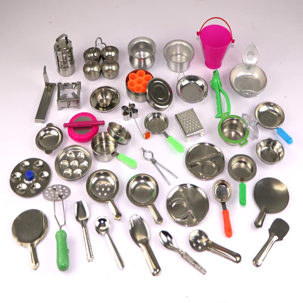40 Pieces - Miniature Kitchen Set, Steel Mini Kitchen Set for Kids Girls, Real Cooking Kit for Play, Choppu Jaman(Pack - 40) (B0BQJS3GD4) Amazon Price History, Amazon Price Tracker
