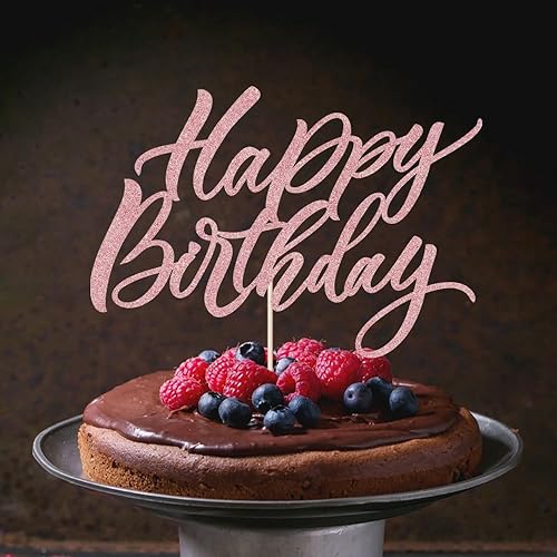 Miniatura 5 de Decoración para tarta de cumpleaños con purpurina dorada, adecuada para decoración de fiesta de aniversariocumpleaños (oro rosa)