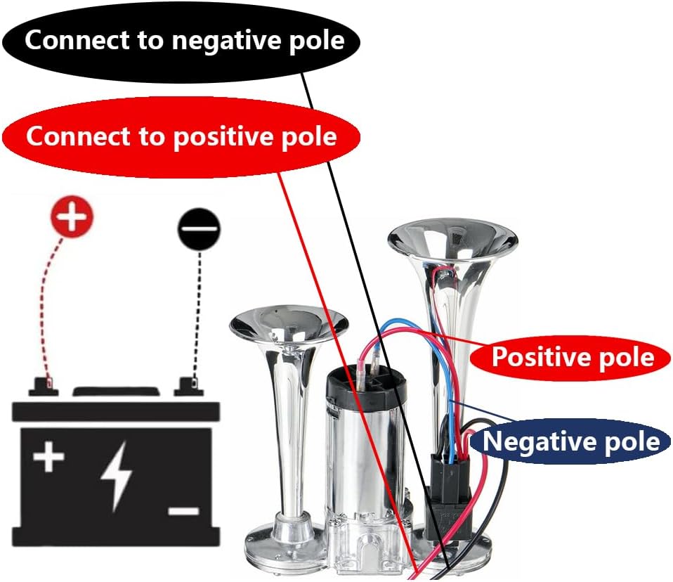 12V 600DB Super Loud Dual Electric Air Horns Kit with Compressor Applicablefor Any 12V Vehicles SUV Truck Car Airhorns Horn Loud Motorcycle Trucks Boats Trains Speaker (Silvery)