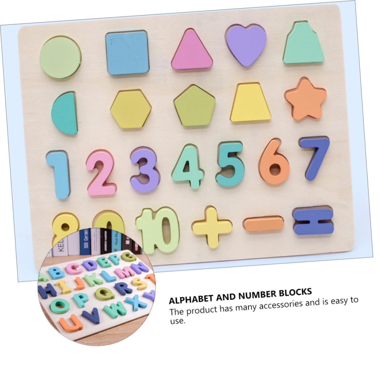 VICASKY Puzzle Alfabetico in Legno per Ragazzo Ragazza Numeri e Lettere, Gioco Educativo per Festa Scuola Decor, Set da 4 Pezzi per Apprendimento Precoce e Sviluppo Cognitivo