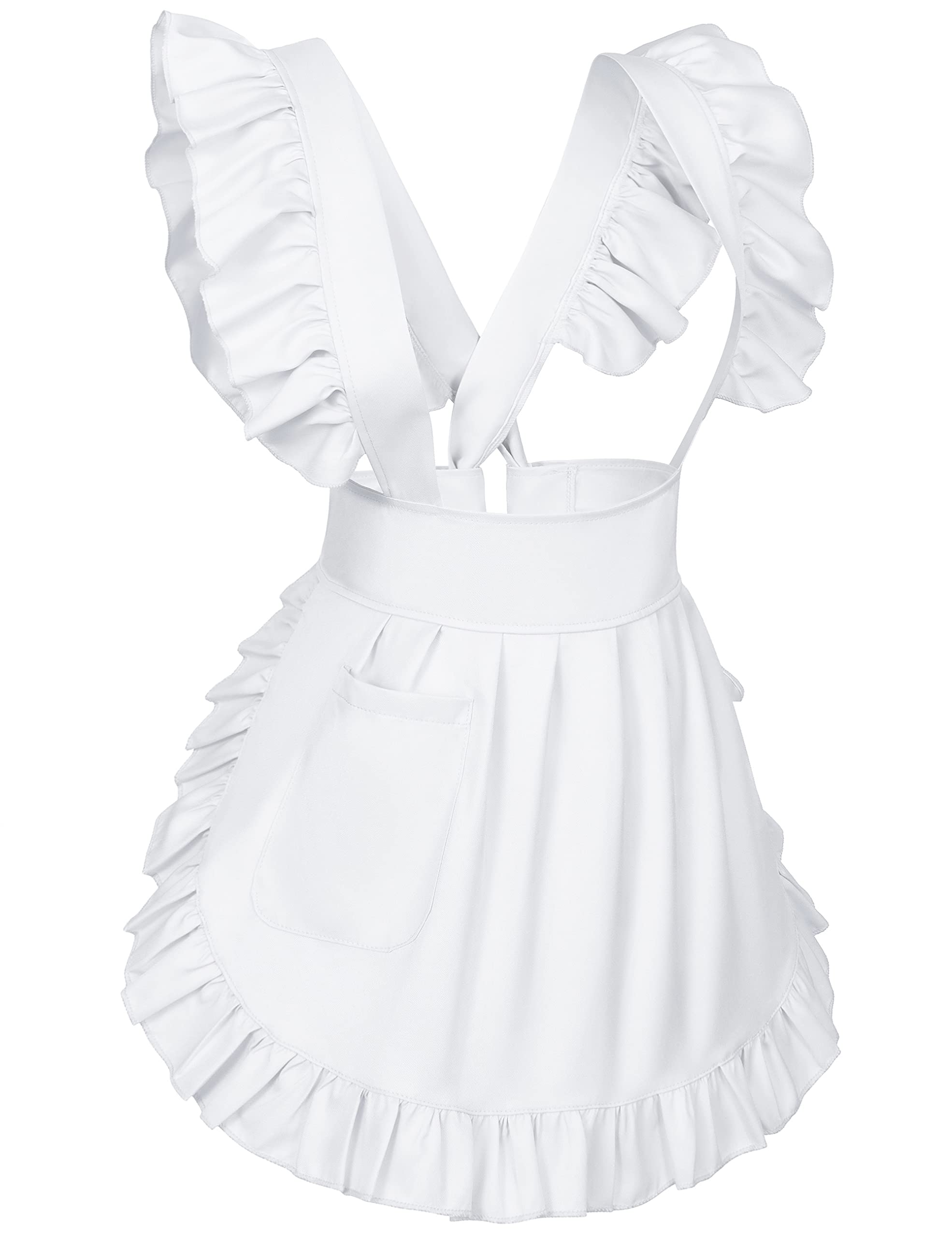 TOKYO REVENGERS Adjustable Retro Ruffle Maid Costume Apron Pockets With French headdress Socks set(Style1 White) - Image 4