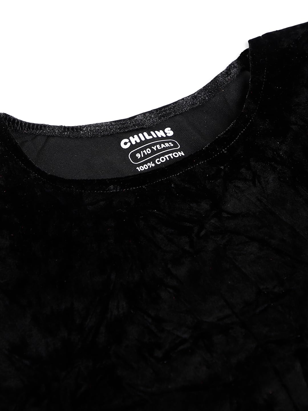 CHILINS Girls Black Velvet Party Top β Flutter Sleeve 3