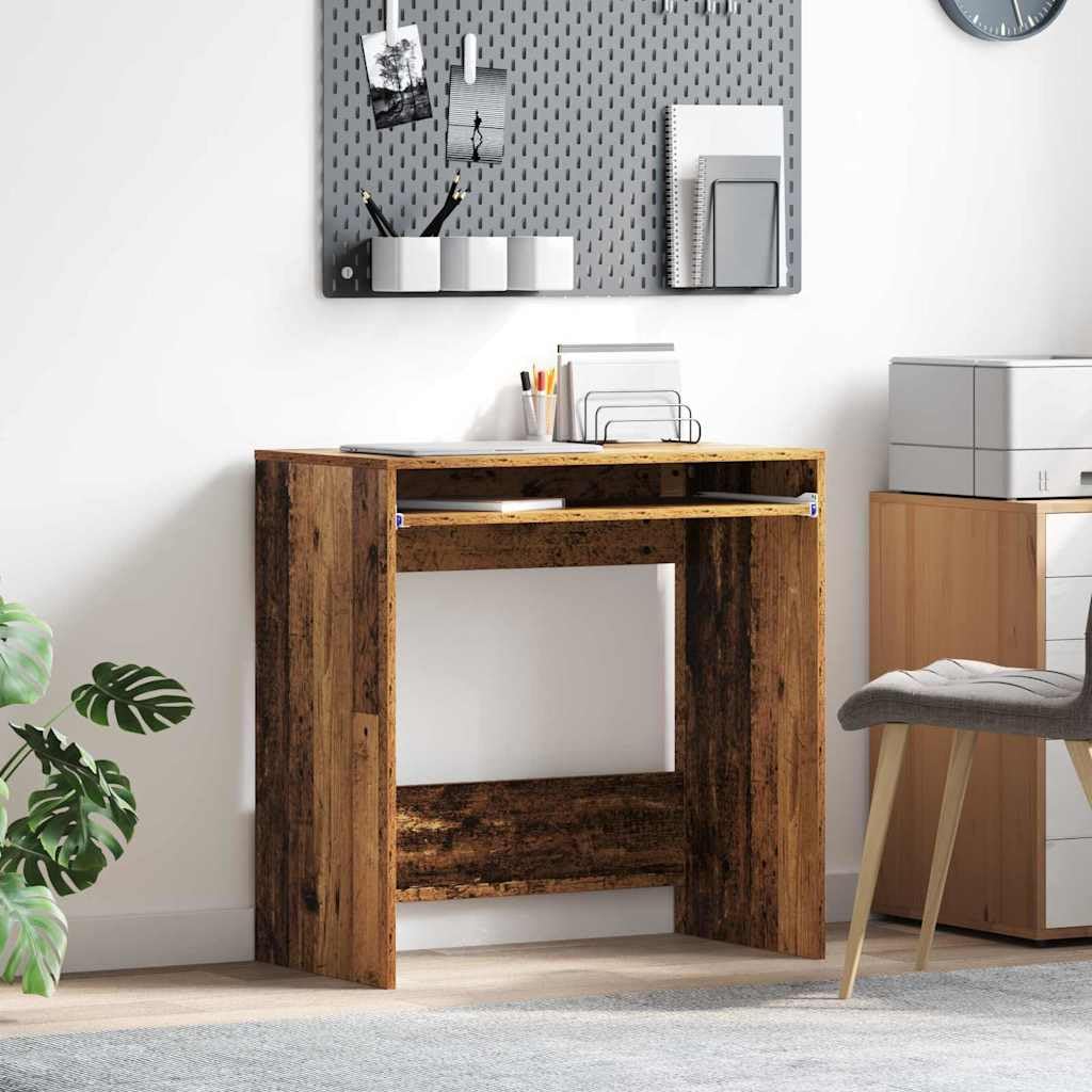 Scrivania Porta PC in Legno Ingegnerizzato 77.5x43x79 cm | Tavolo da lavoro compatto per camera da letto e studio, dotato di cassetto e mensole per organizzare documenti.