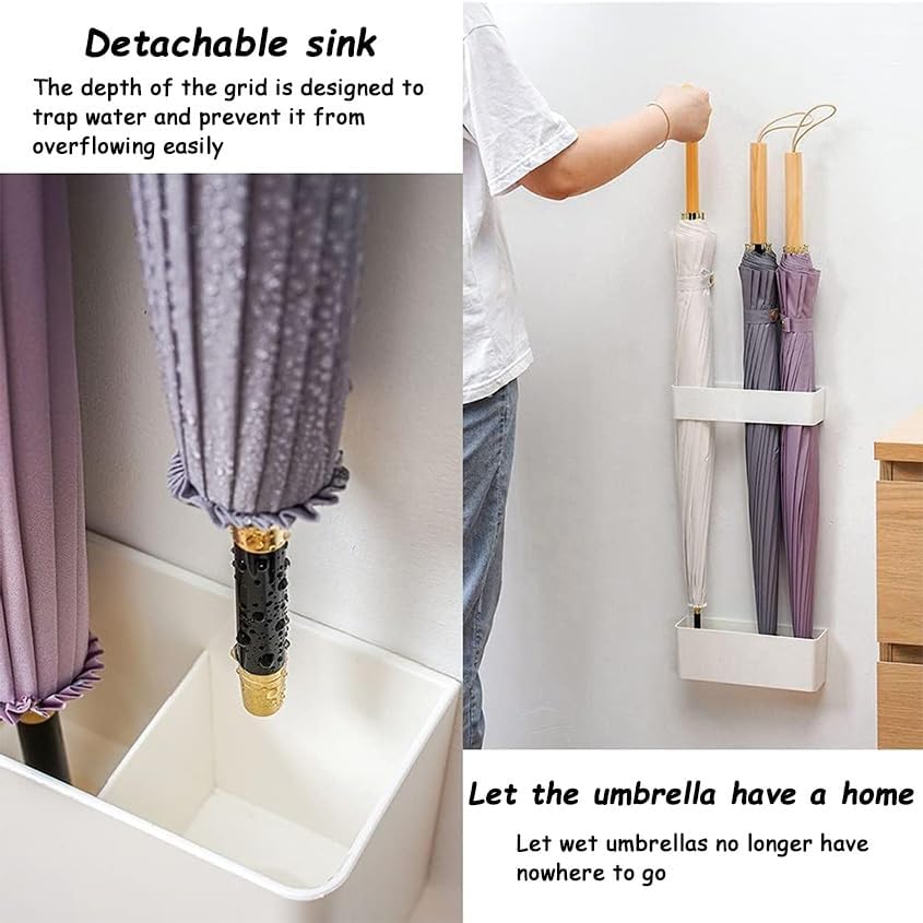 Umbrella Stand with Drip Tray - Space Saving Cane Holder for Home Office Decor
