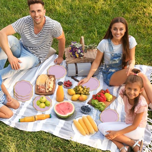 Assiettes jetables en papier violet clair qui ne plient pas pour fête - 6