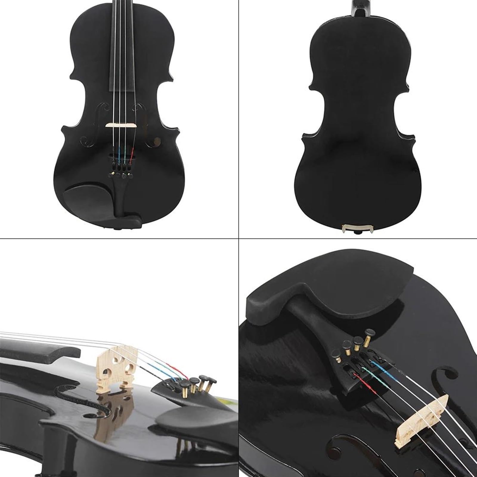 Violino Set Violino acustico nero 1/8 con custodia e arco Accessori per violino per principianti