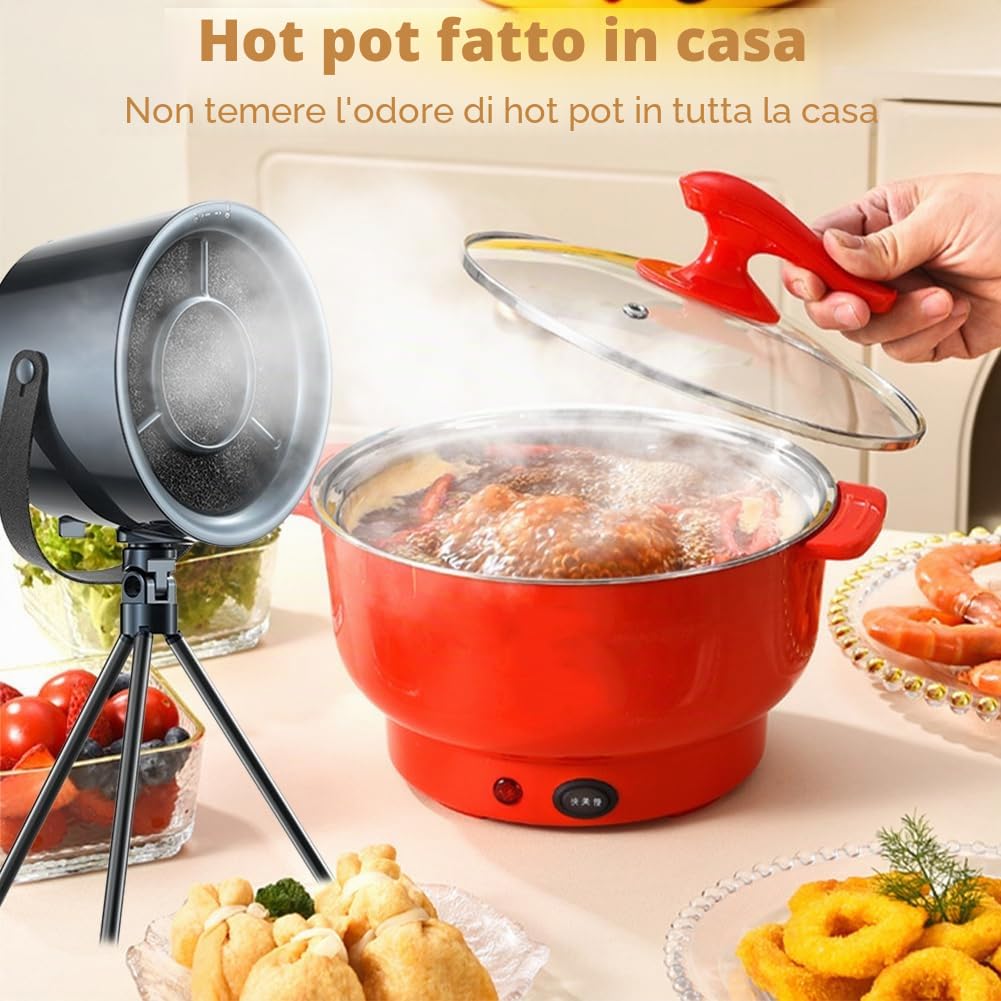 Cappa aspirante da tavolo, portatile e potente, 3 livelli di vento, ventilatore rimovibile e lavabile, ideale per grigliate al coperto, fonduta e cucina camper (grigio)