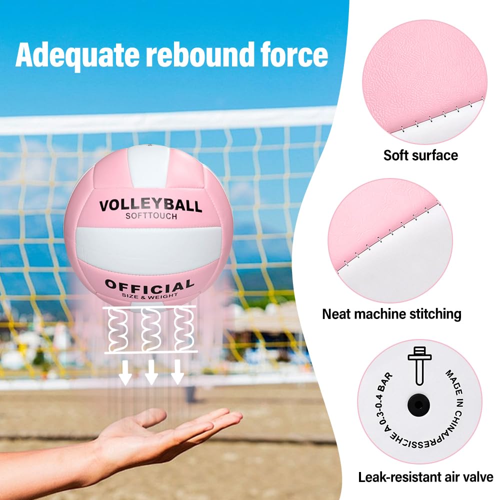 Ballon de Volley, Ballon Beach Volley Taille 5, Résistant à L’éclatement, pour Entraînement et Compétition en Salle, Idéal pour Les Piscines, Les Gymnases et Les Salles de Sport