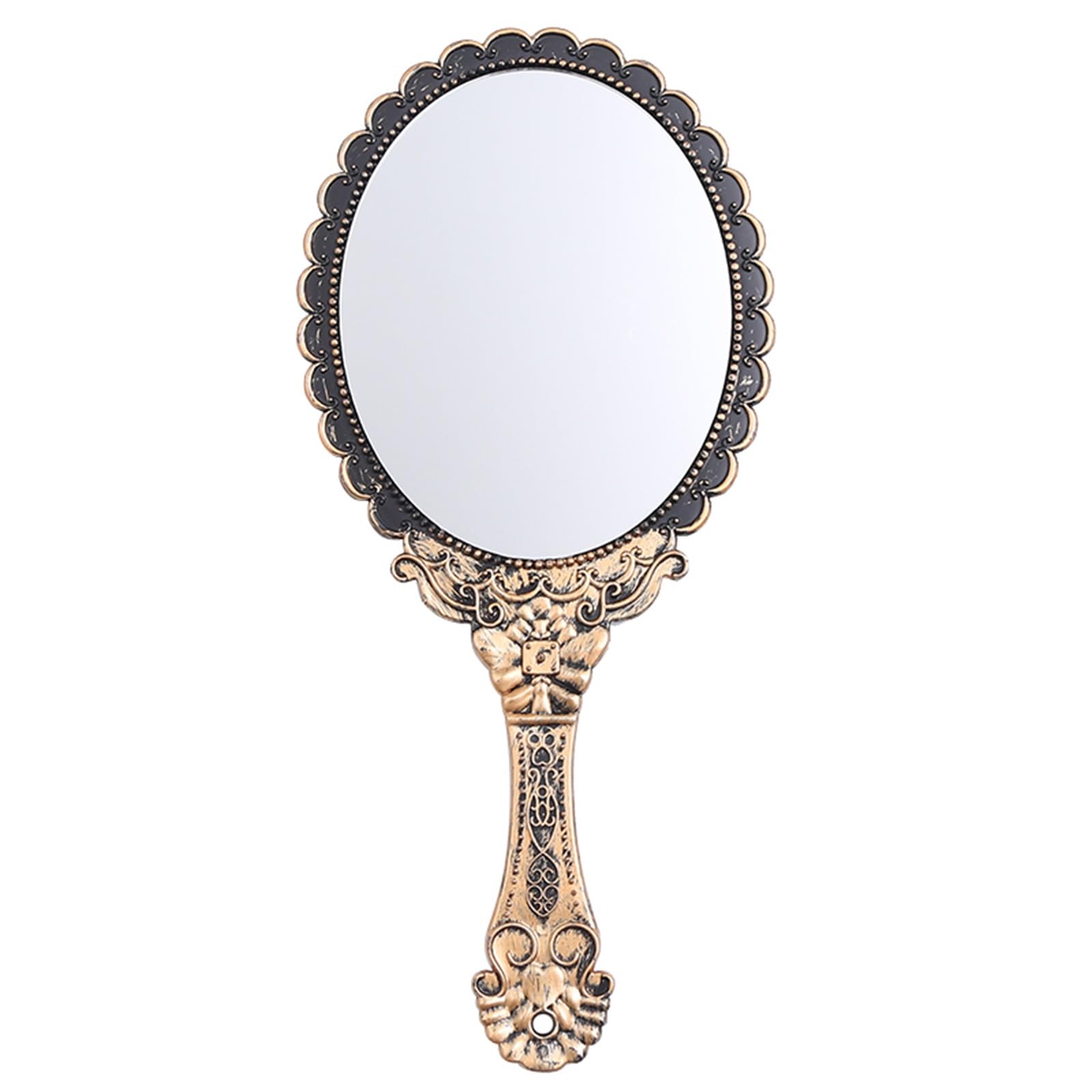 SDCFFC Oval Handheld Mirror, Vintage Makeup Mirrors, Handheld Vanity Mirror with Hanging Hole in Handle