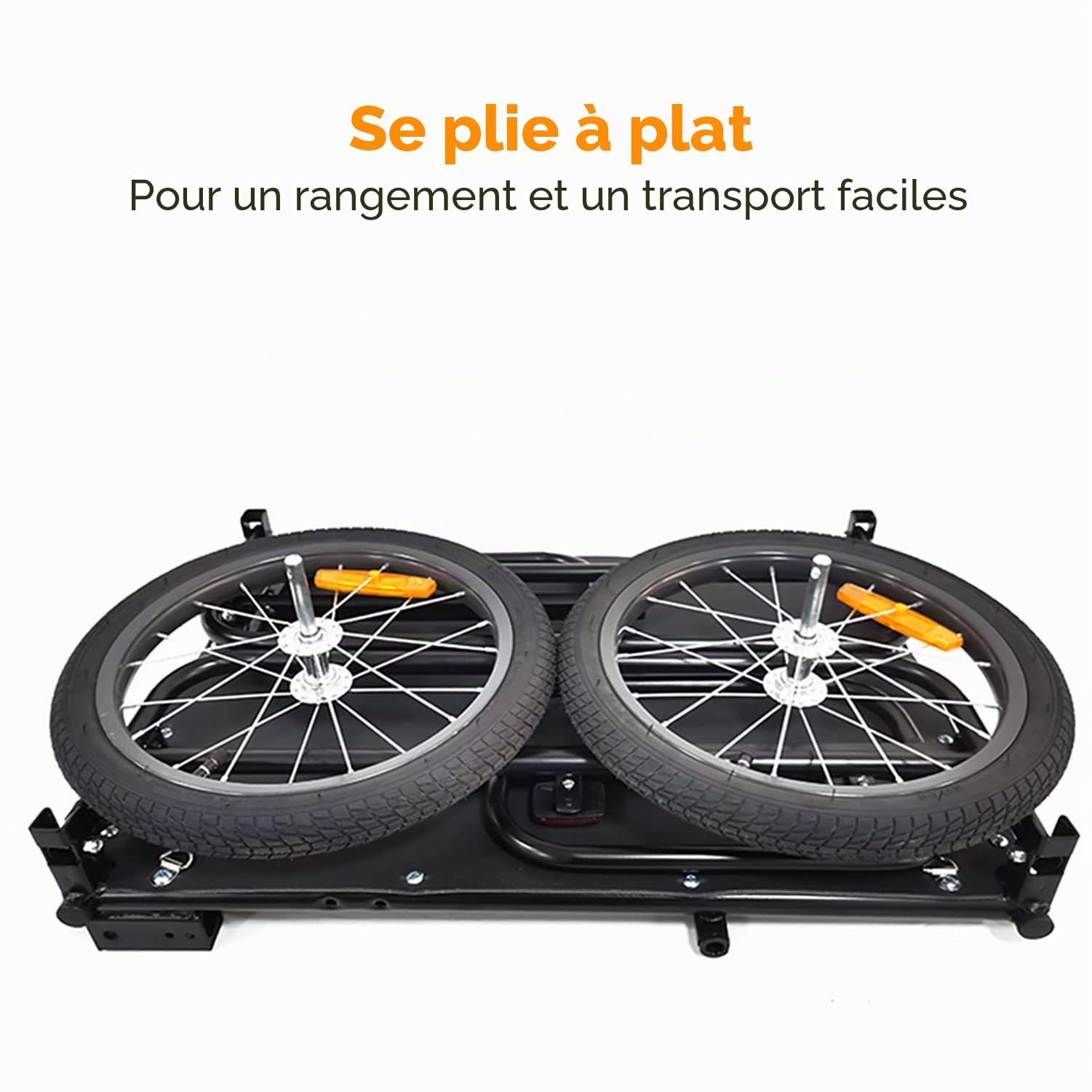 Tiggo Remorque de velo pliable - Surface de charge : 67 x 46 x 25 cm - env. 70 l / 2 boites a boissons, poids de charge : 40 kg