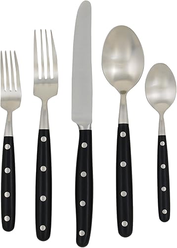 Ginkgo International Lyon - Juego de cubiertos de acero inoxidable, 5 piezas, color ébano, servicio para 1