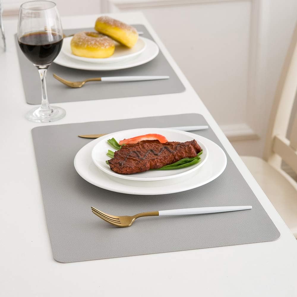 DOLOPL Placemats Grey Placemat Leather Table Mats Set of 6 Heat Resistant Easy to Clean Wipeable Waterproof Washable Modern Outdoor Placemats for Kitchen Dining Patio Table Spring Easter Decor …: Kitchen & Dining