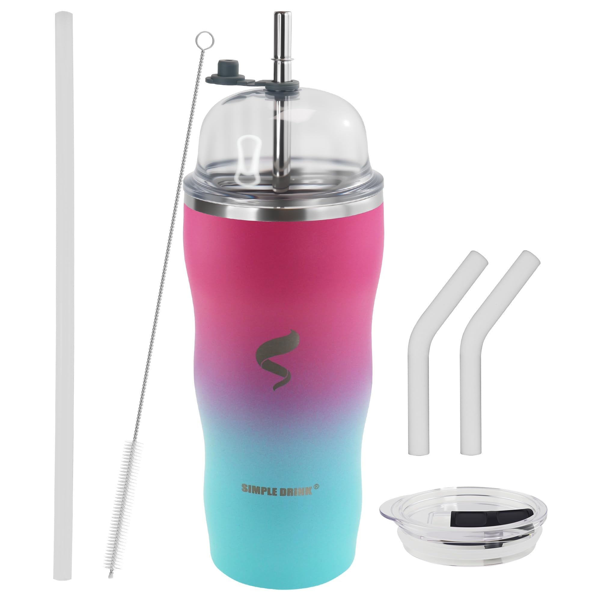 20Oz Insulated Tumbler With Straw And Lid, Stainless Steel Coffee Cup (SIMPLE DRINK)