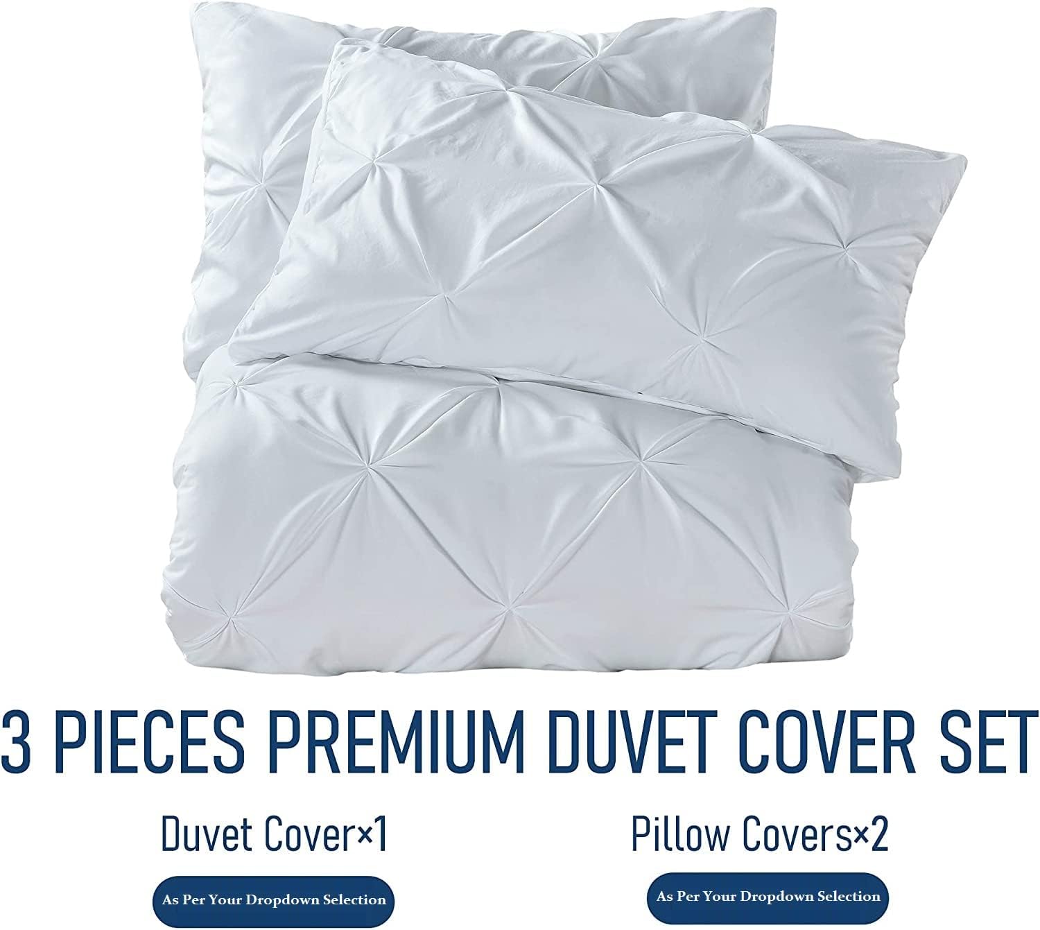 Picture of Crown Collection Luxuriate Hotel 1000-TC Hypoallergenic Ultra Soft Design 100% Egyptian Cotton Pinch Plated Duvet Cover with Zipper Colser & 2pcs Pillow Case Set