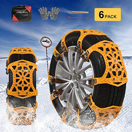 soyond Snow Chains Car Anti Slip Snow Tire Chains Adjustable Anti-Skid Chains Car Tire Snow Chains for Car/SUV/Trucks