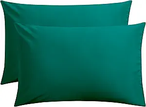 FLXXIE Microfiber Pillow Cases Queen Size Set of 2, Soft Pillowcases with Envelope Closure, Wrinkle Resistant Pillow Covers, 20x30, Dark Green