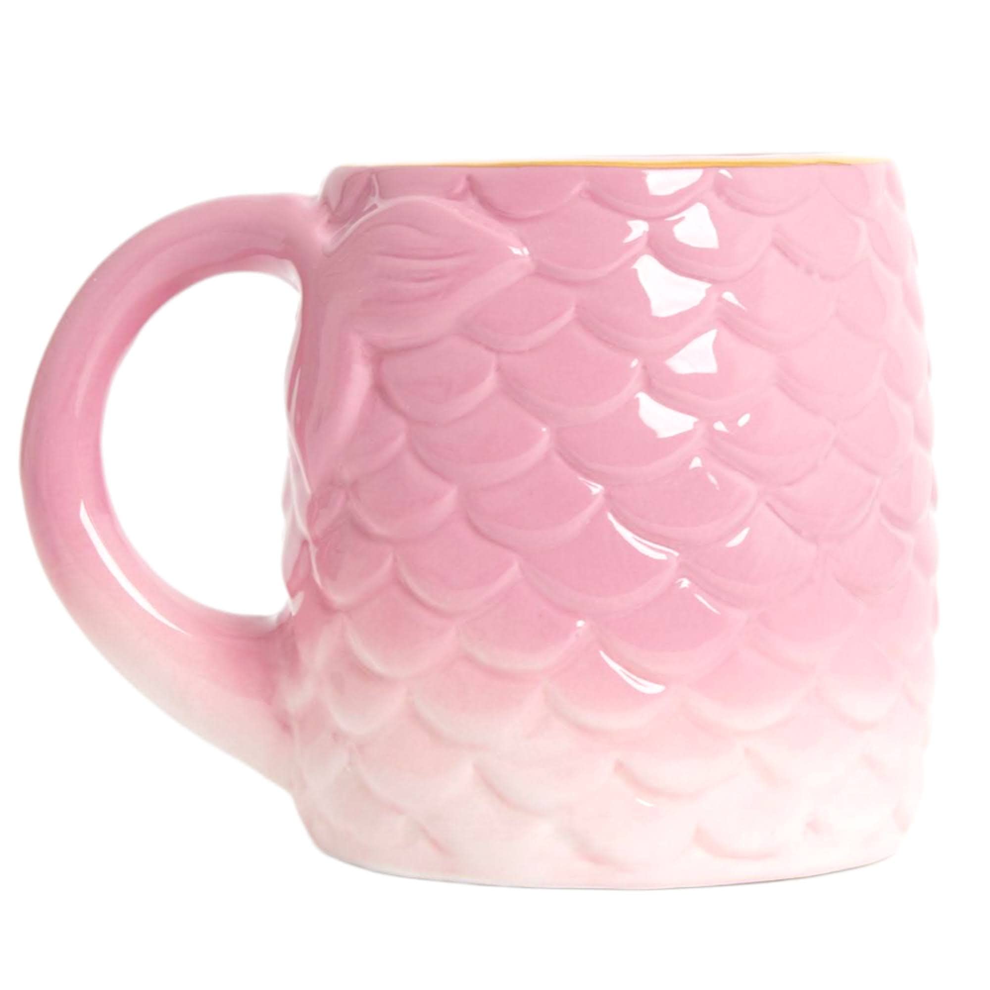 Caribou LivingPink Mermaid Tail and Scales Mug Cup Cute Novelty Design for Hot Drinks Coffee Tea