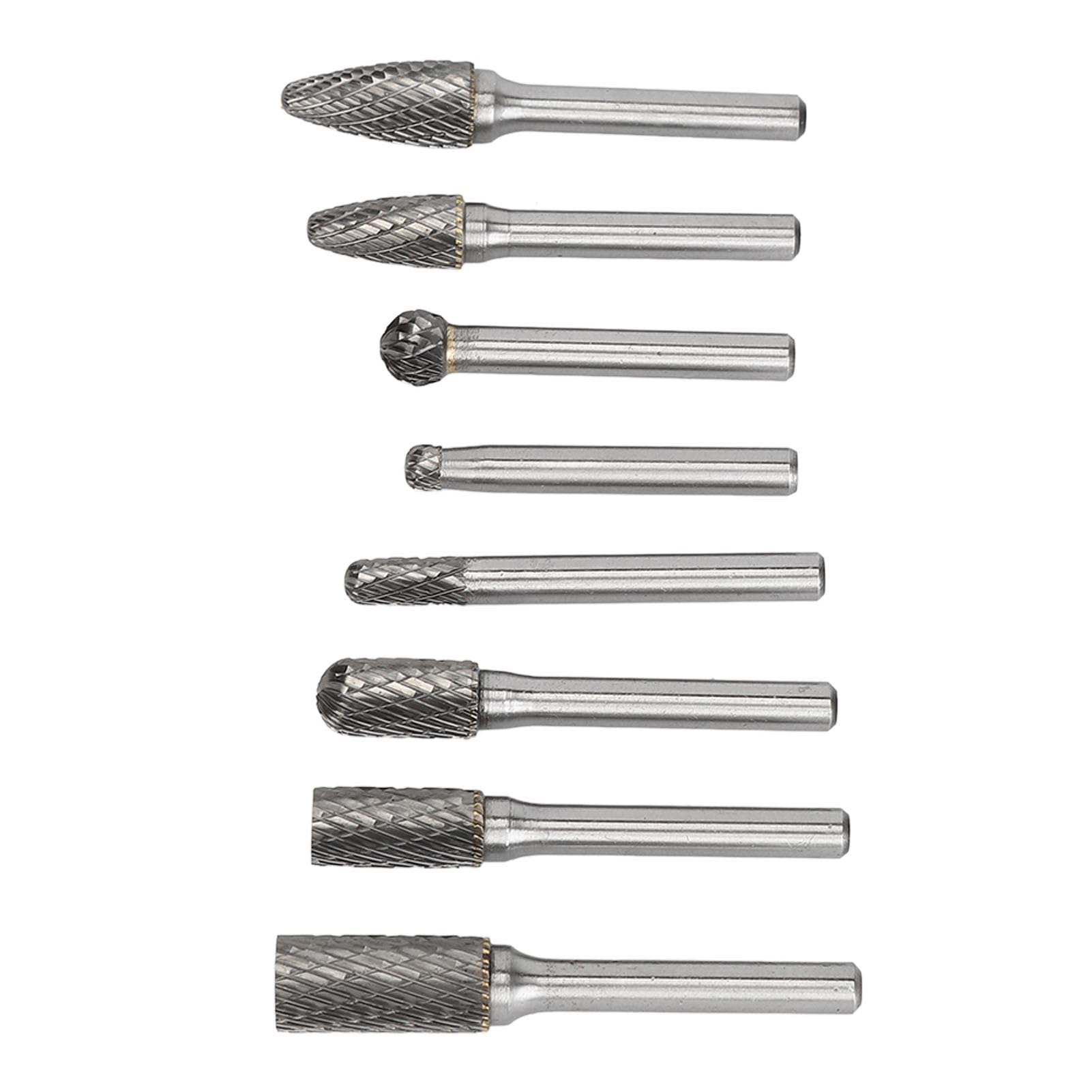 Marhynchus Juego de Fresas de Carburo Juego de Fresas Rotativas de Doble Corte Acero de Tungsteno 8 Piezas Múltiples Formas para Metal Tallado en Madera Desbarbado Pulido Fresado para Usuarios de