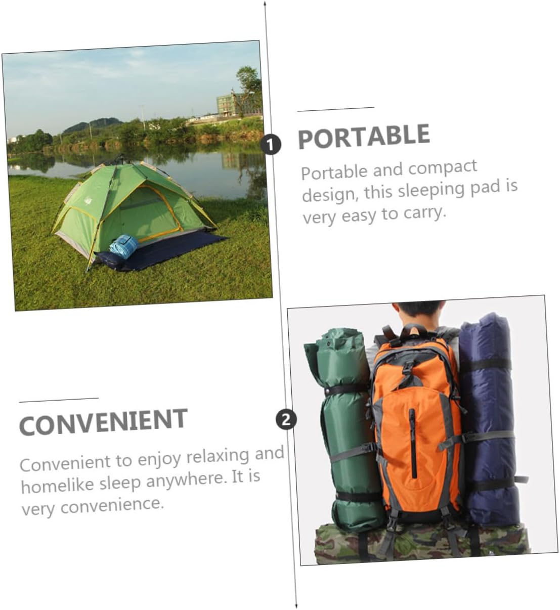 Portable Inflatable Camping Pad with Design and Built in Pillow Wear Resistant Sleeping Mat for Outdoor Hiking Picnic and Single Person Tent Use