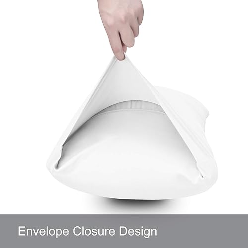 Miniatura 8 de Paquete de 2 fundas elásticas para almohada de tejido de punto con cierre de sobre, mezcla de poliéster ultra suave, adecuadas para tamaño Queen o