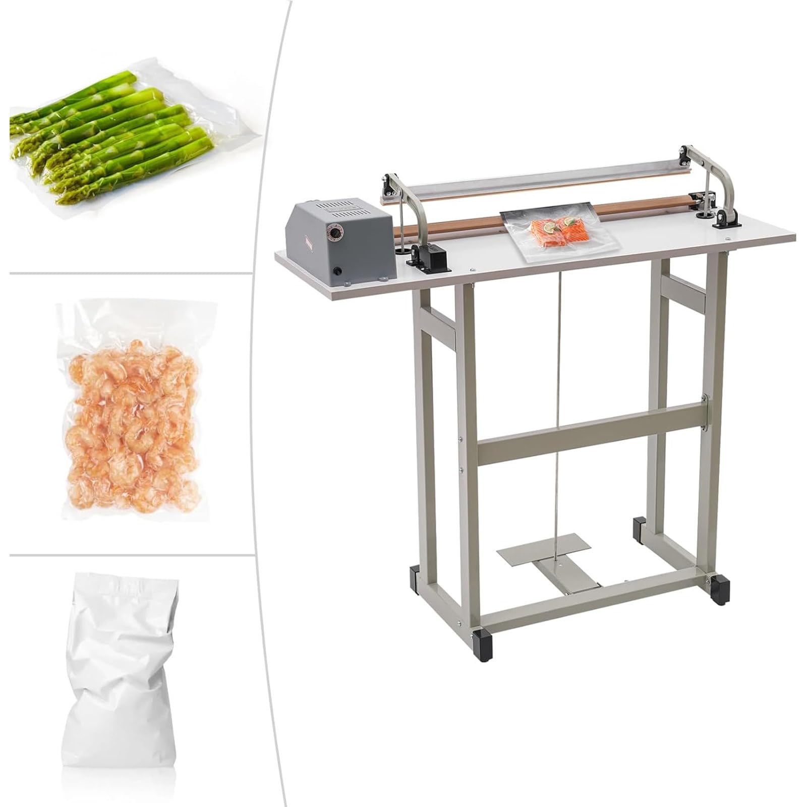 KJZQXYX 850W Foot Pedal Heat Sealing Machine,Commercial Heat Seal Closer Plastic Bag Sealing Machine Cutting Machine,0.2-2.5s Fast Heating